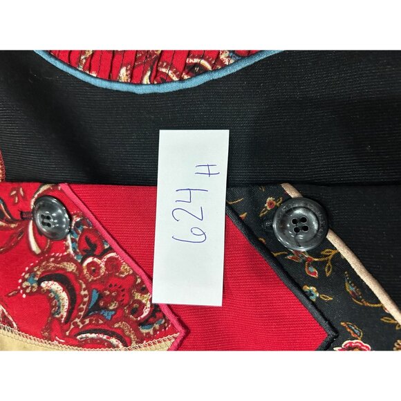 Vintage Koret Floral Patchwork Shirt Red Black Sz 18W Button Up Bohemian Artsy - Picture 10 of 11